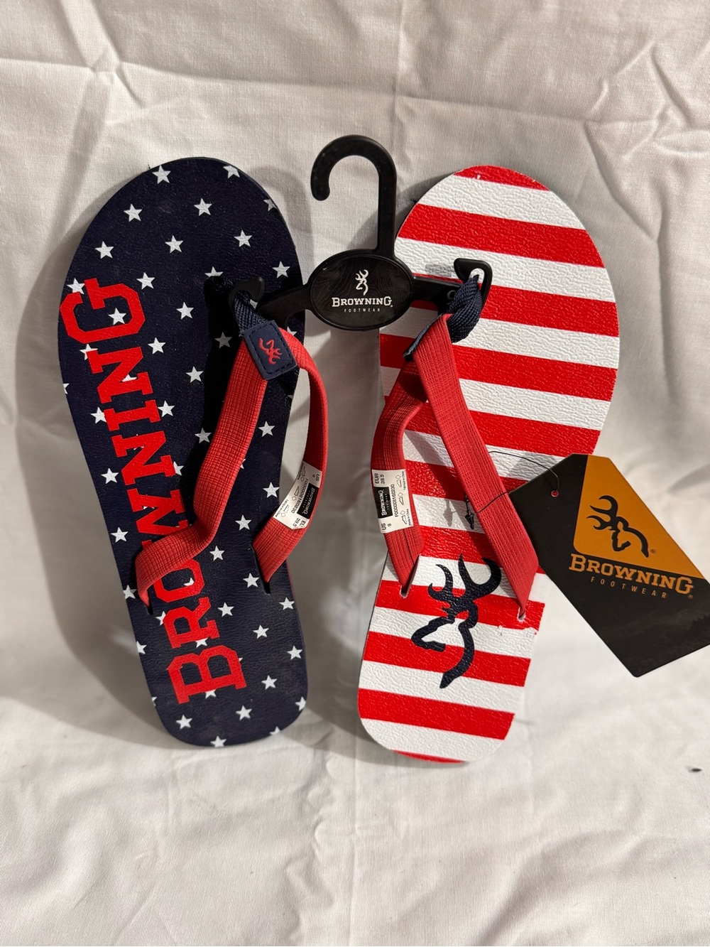 Browning Red and White Americana Flip Flop Sandal